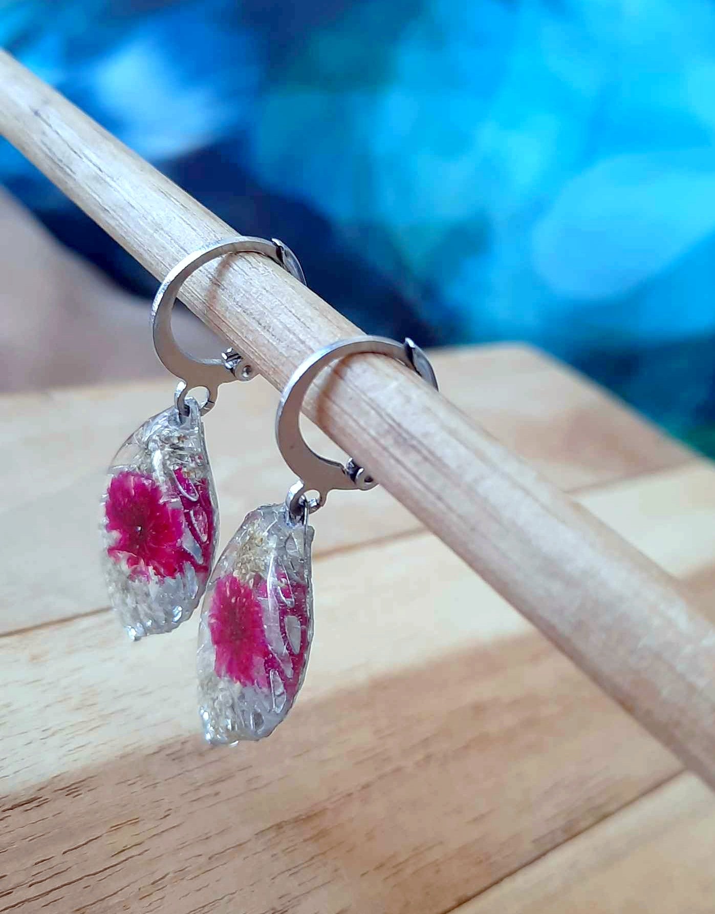 Boucles d'oreille, Fleur de carotte et Gypsophile