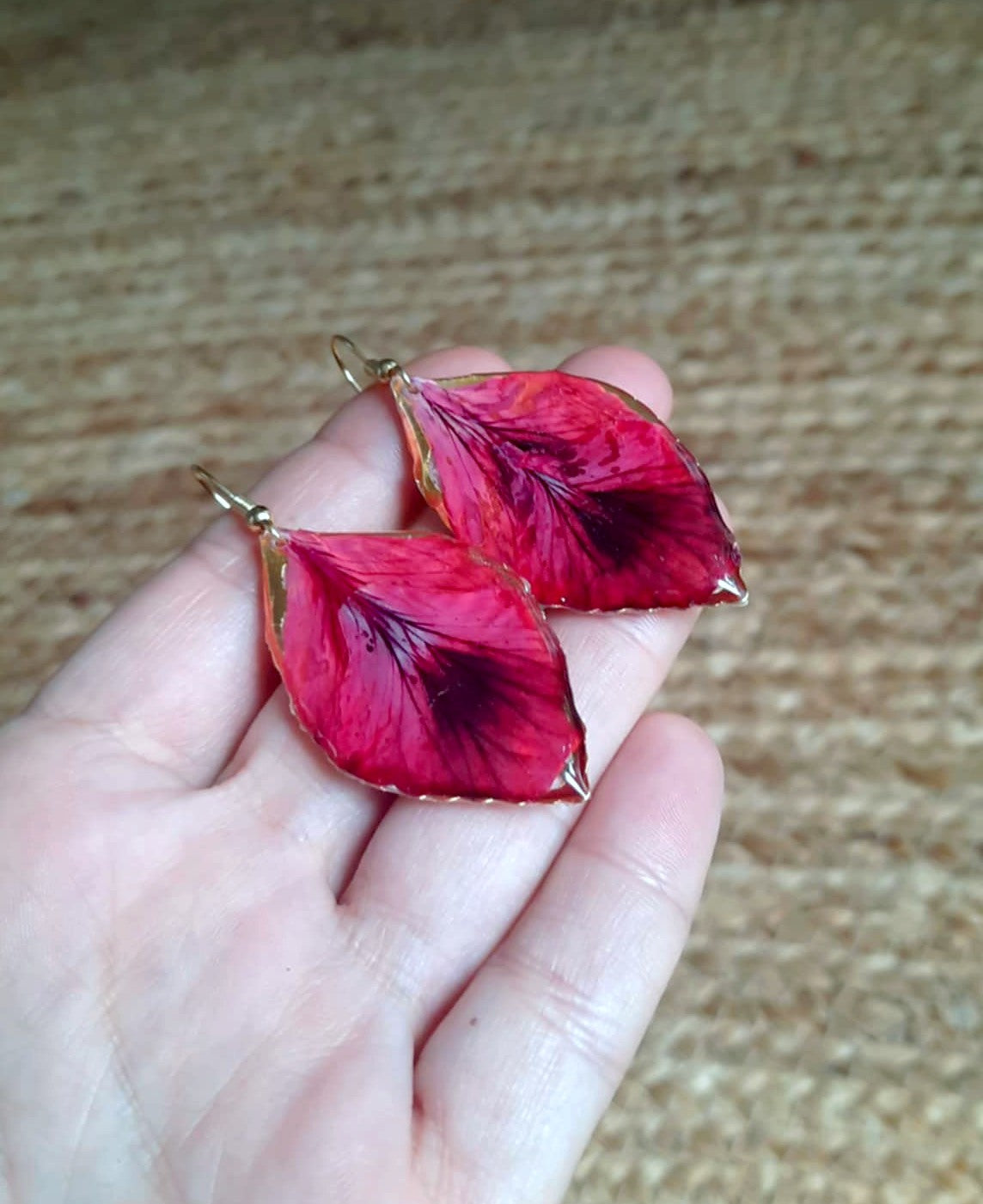 Boucles d'oreille, Pétales géranium