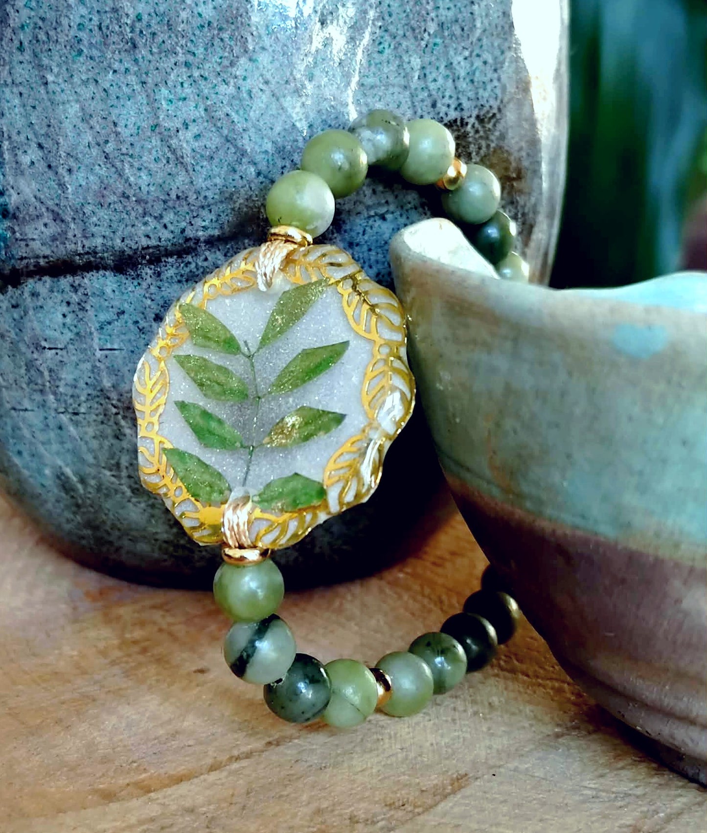 Bracelet Feuille d'indigotier, Jade