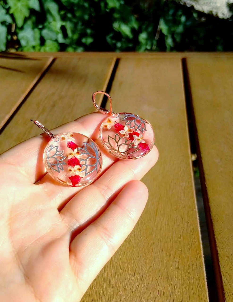 Boucles d'oreille Fleur d'olivier, Gypsophile