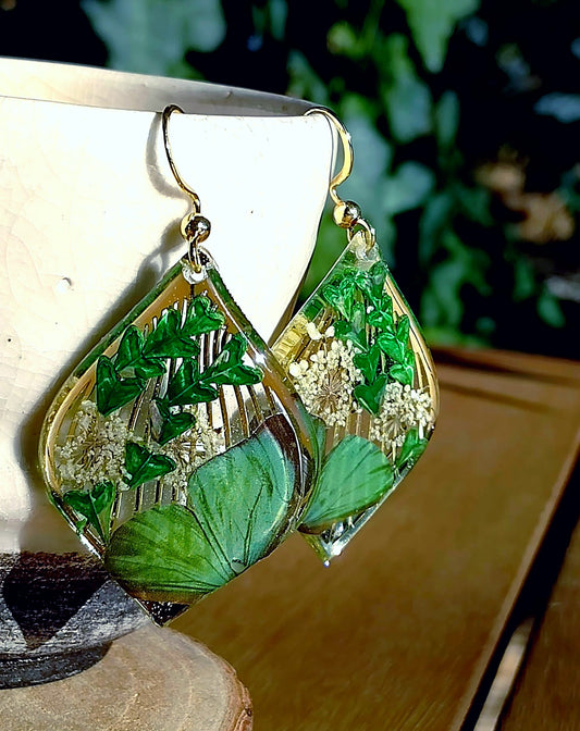 Boucles d'oreille Bourse à pasteur, Fleur de carotte