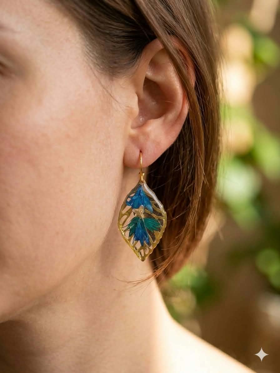 Boucles d'oreille Pétales bleuet