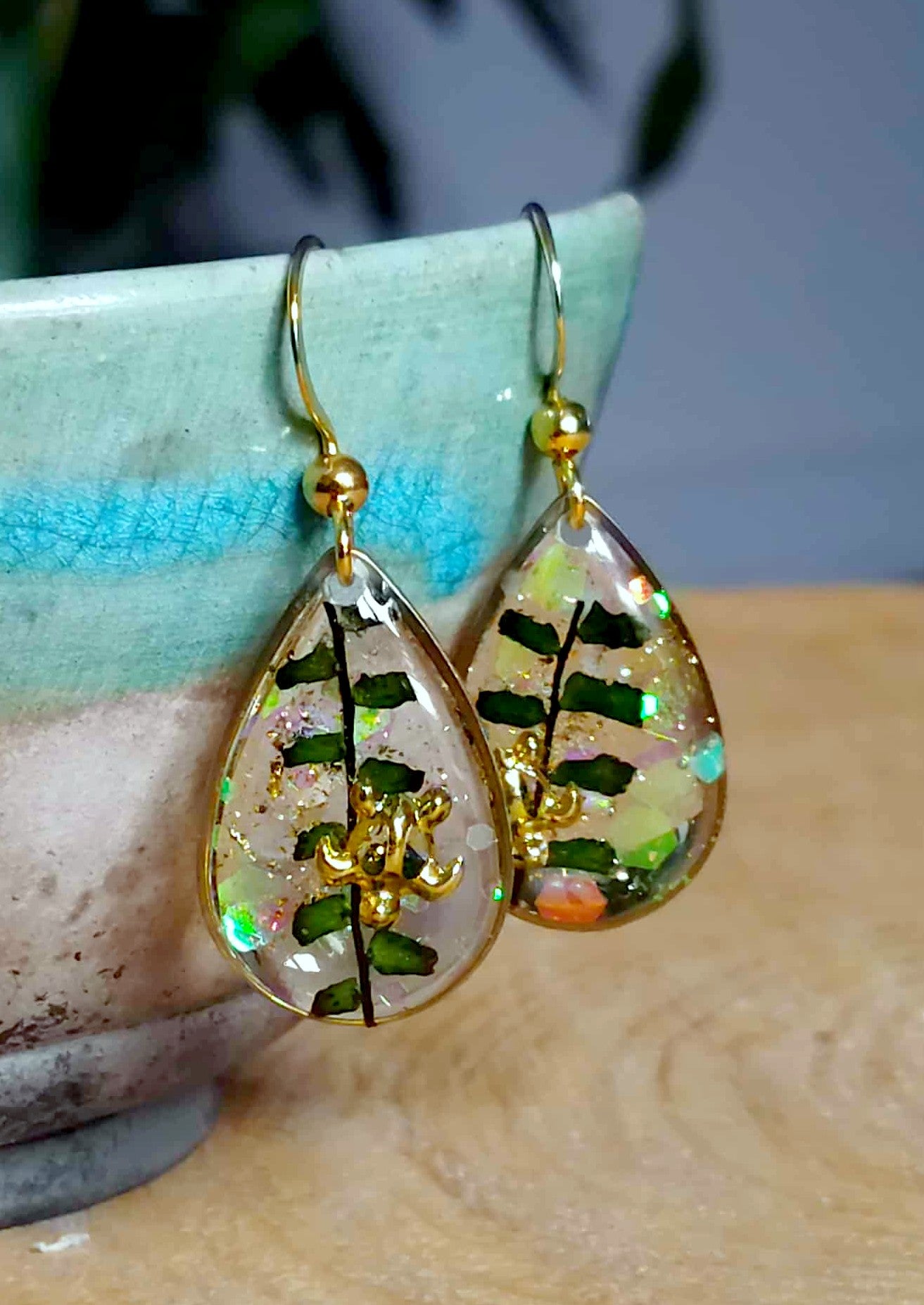 Boucles d'oreille Fougère Tortue