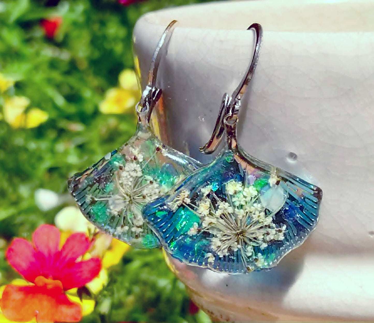 Boucles d'oreille Fleur de carotte sauvage
