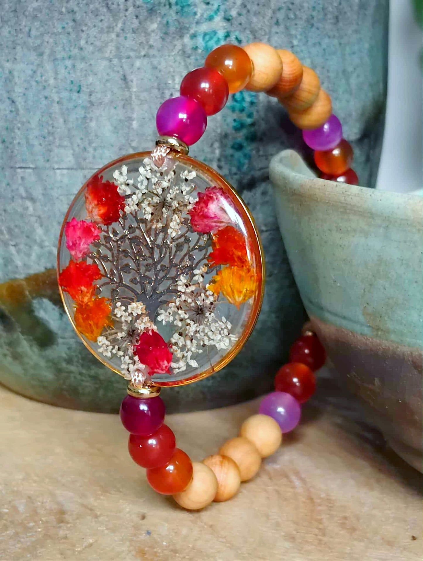 Bracelet Gypsophile Fleur de carotte Agate