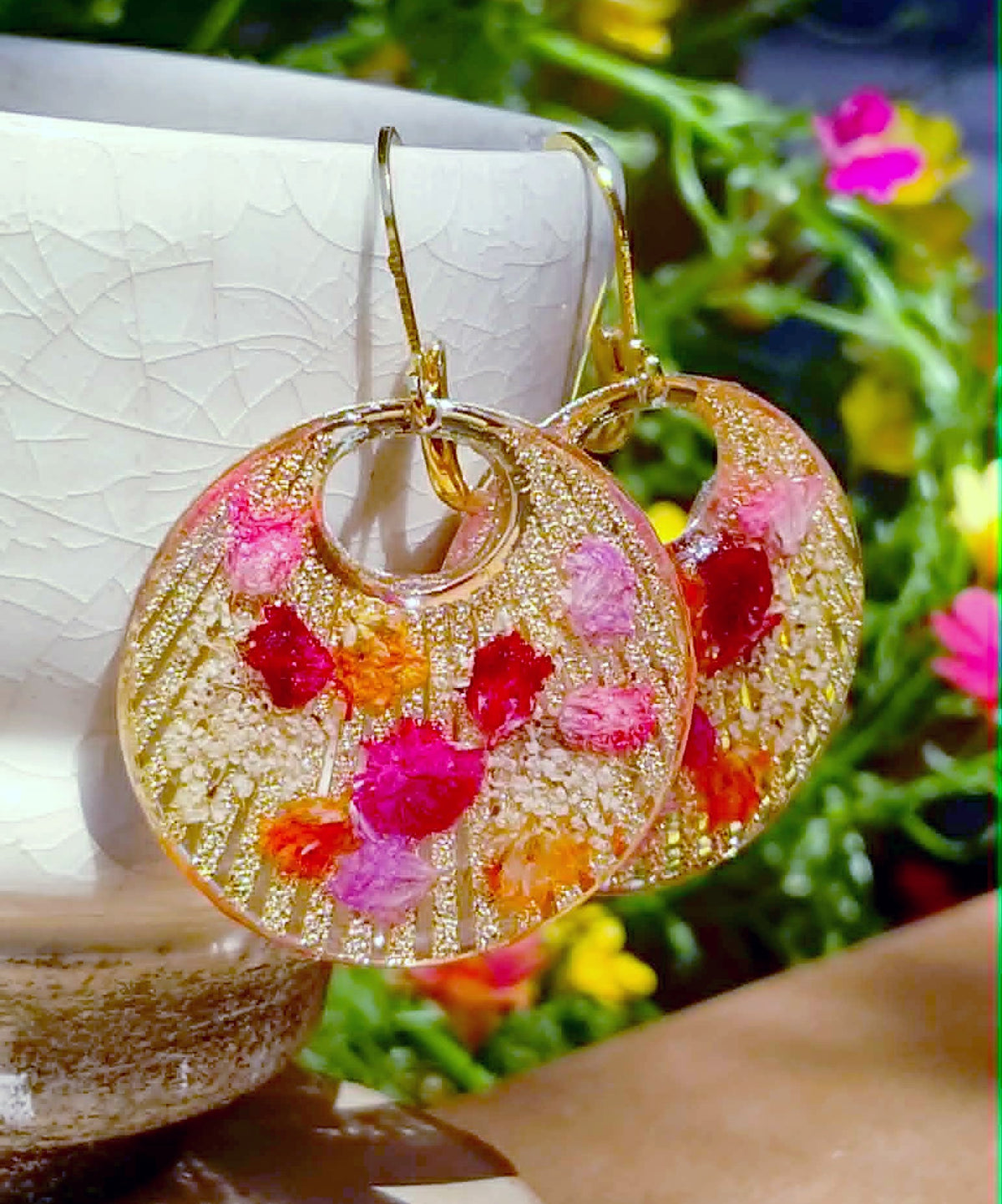 Boucles d'oreille Fleur de carootte  Gypsophiles