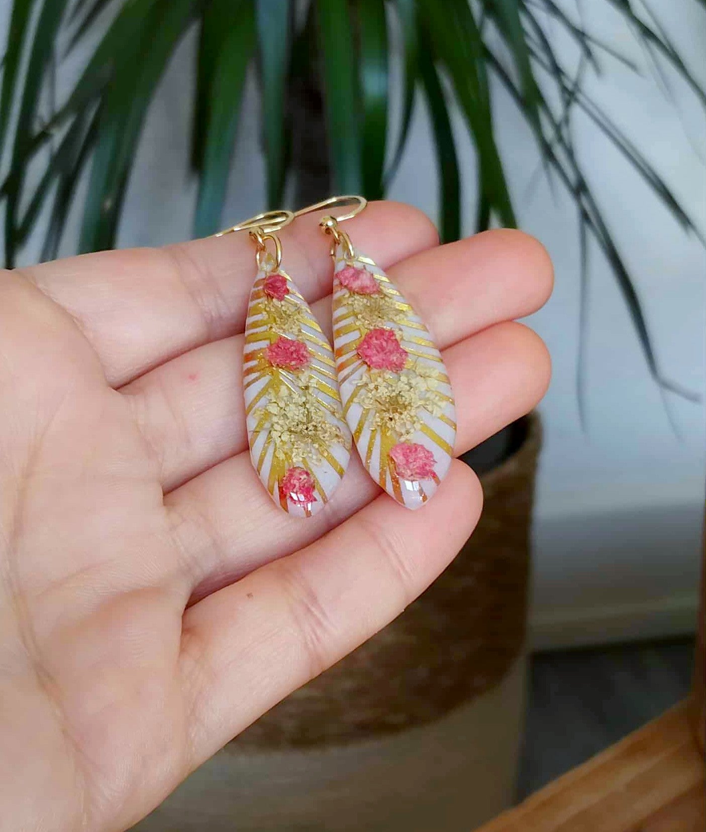 Boucles d'oreille, Fleur de carotte, Gypsophiles