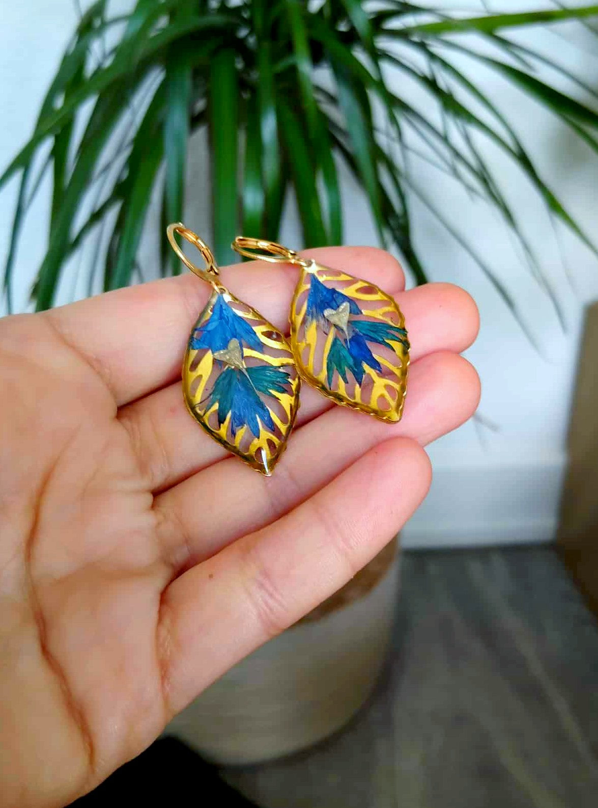 Boucles d'oreille Pétales bleuet