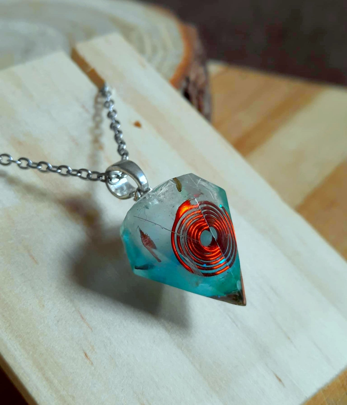 Collier pendentif Orgonite, Graines pissenlit