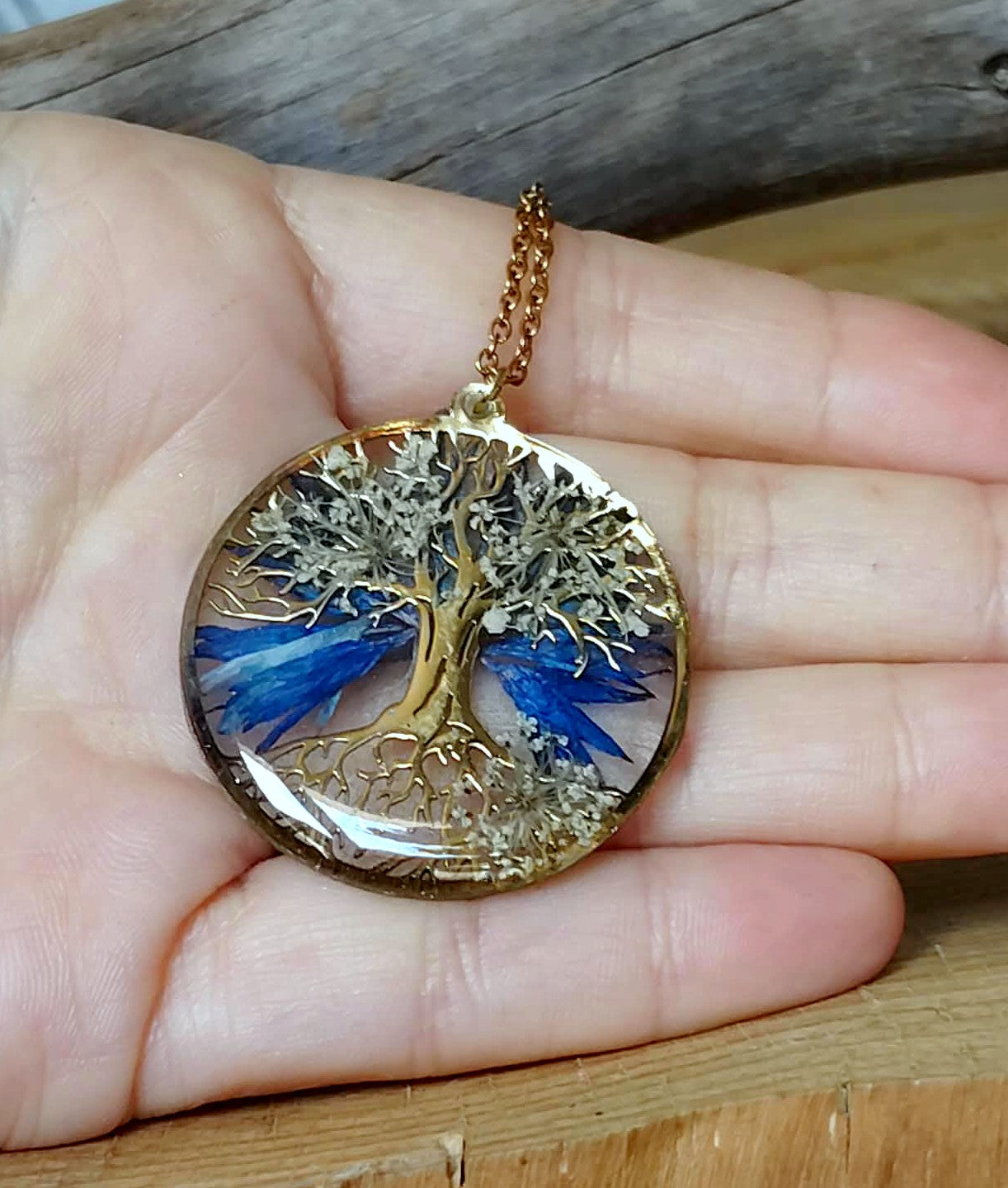 Arbre de vie  Fleur de carotte Bleuet