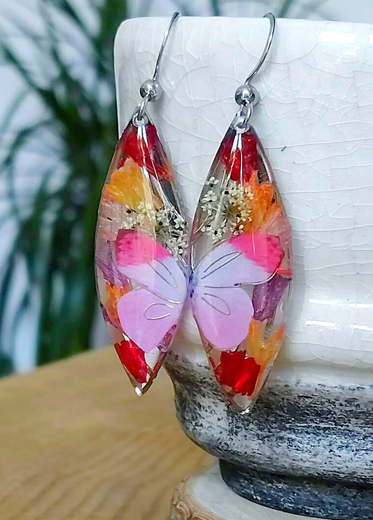 Boucles d'oreille, Statices et Fleurs de carotte