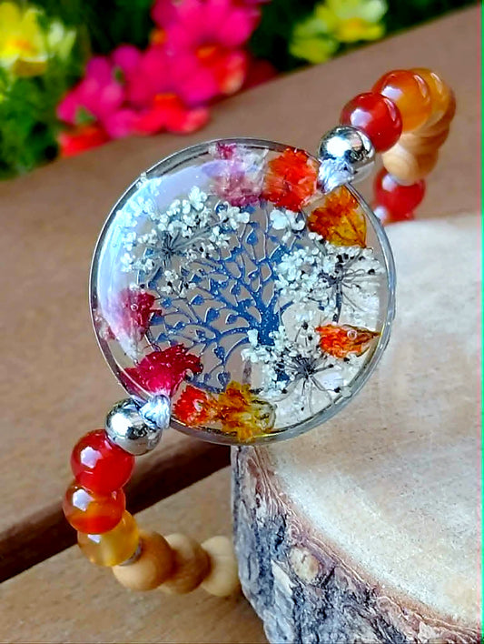 Bracelet Gypsophile Fleur de carotte Agate