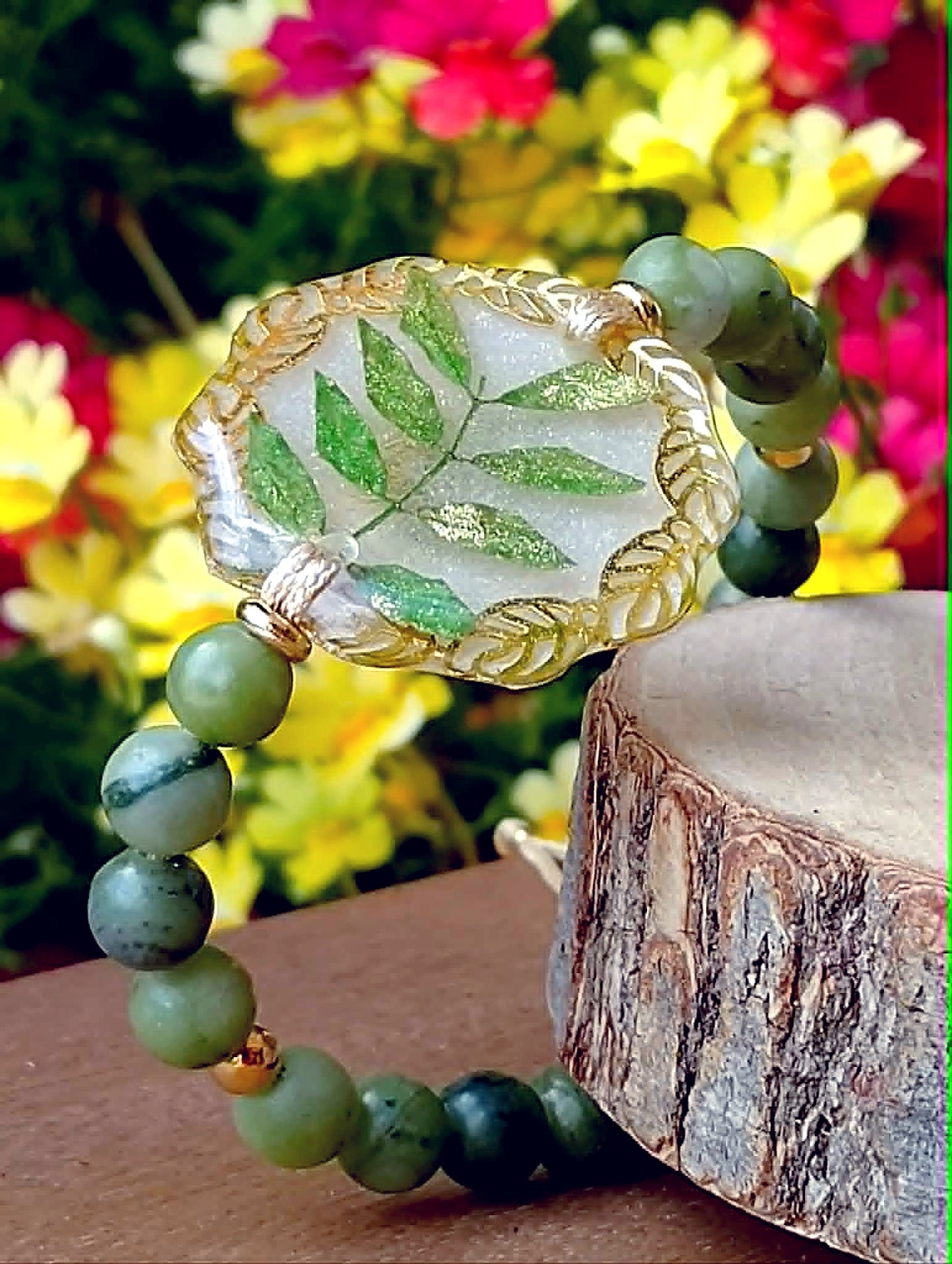 Bracelet Feuille d'indigotier, Jade
