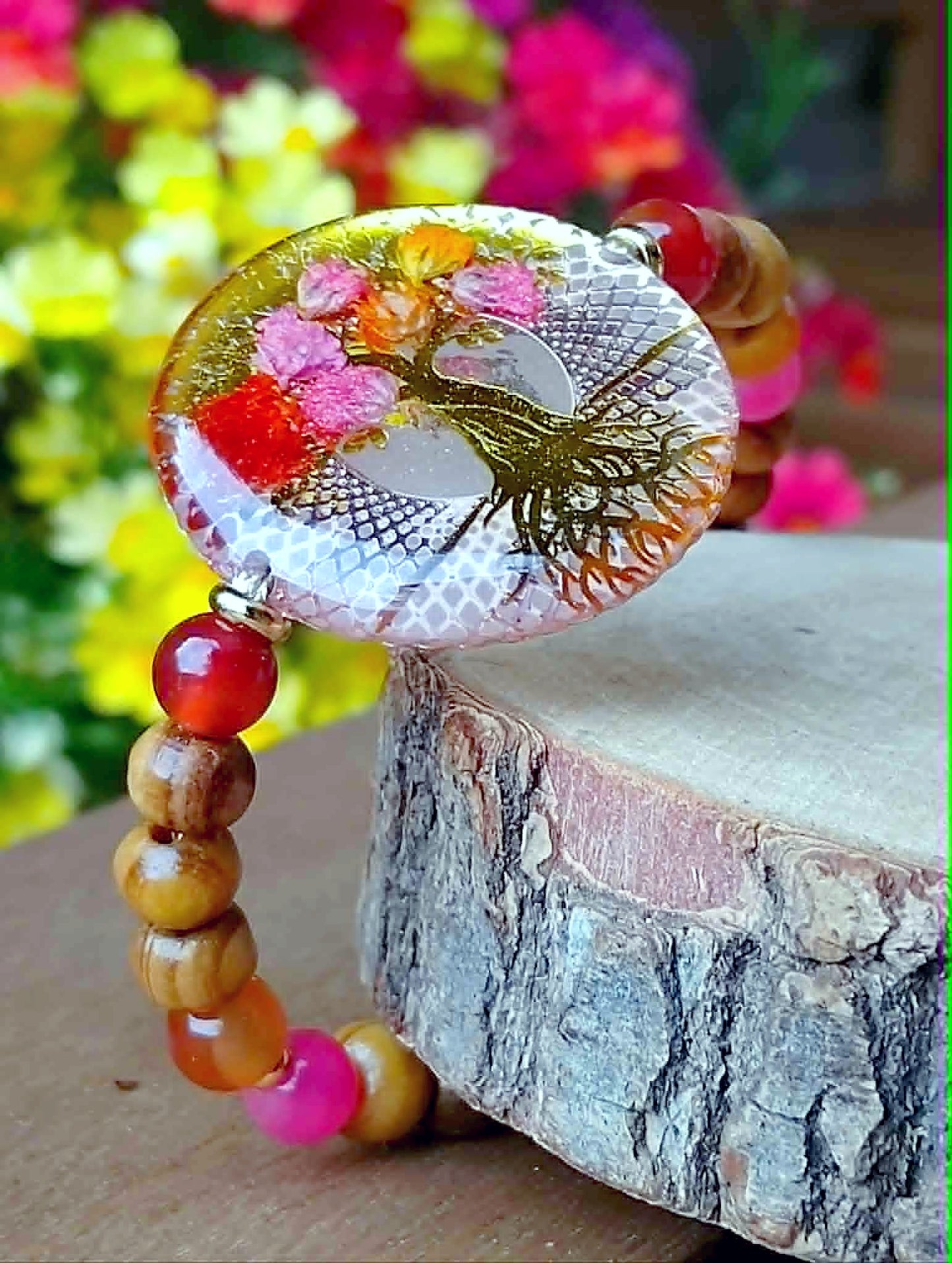 Bracelet Gypsophile Fleur de carotte Agate