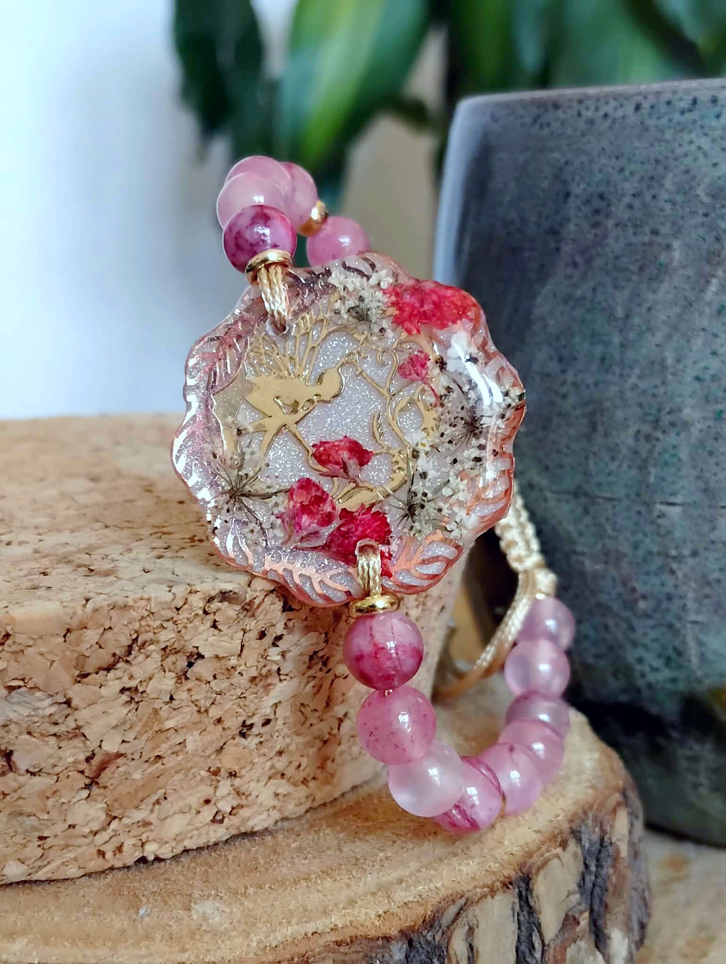 Bracelet Gypsophile Fleur de carotte Jade