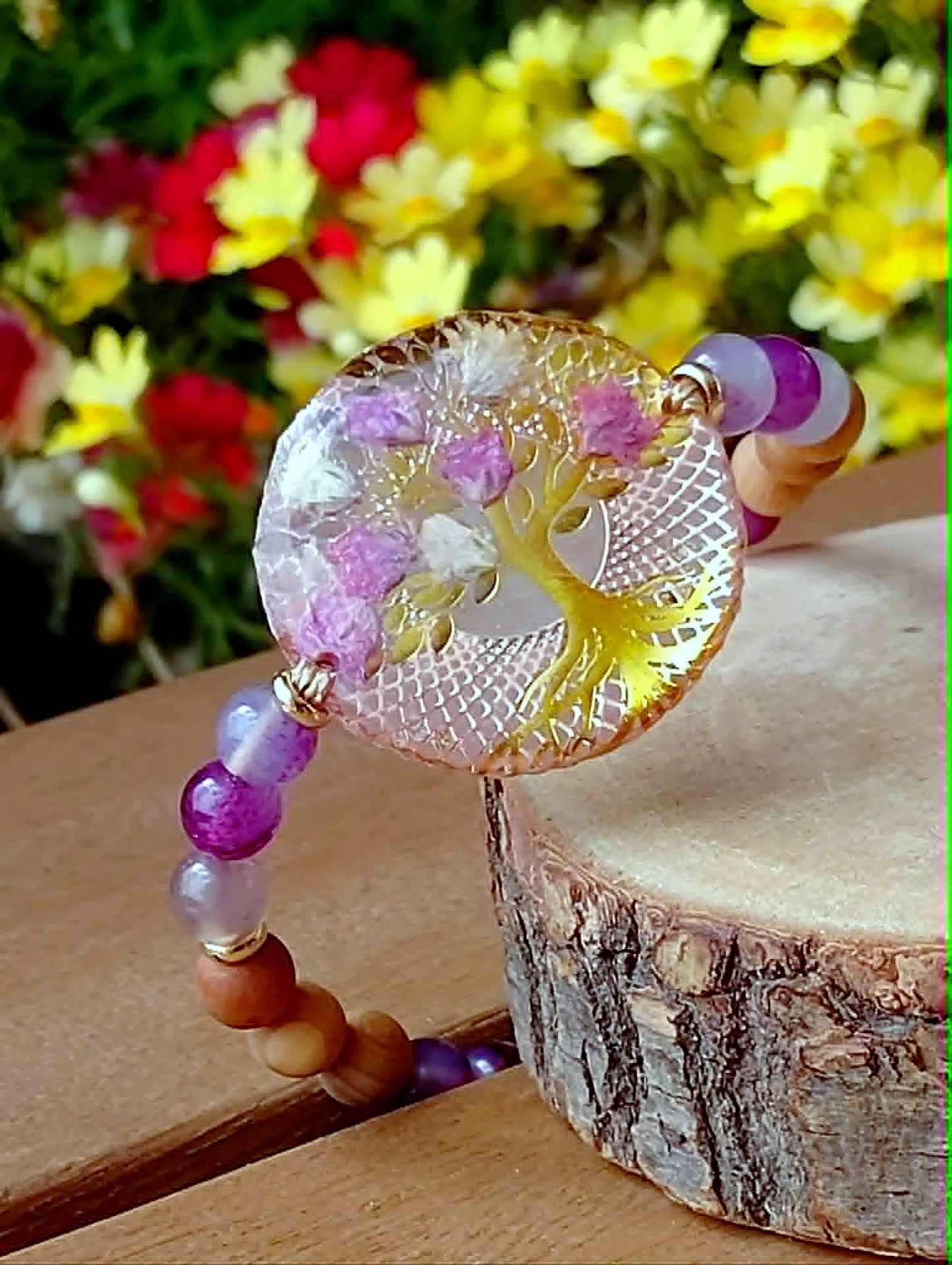Bracelet Gypsophile Fleur de carotte Agate