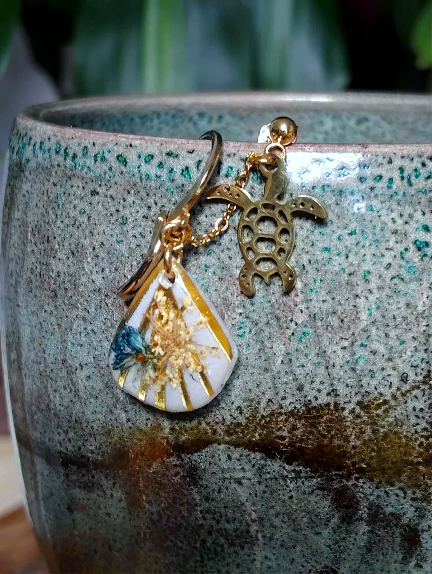 Boucles d'oreille Double piercing Fleur de carotte