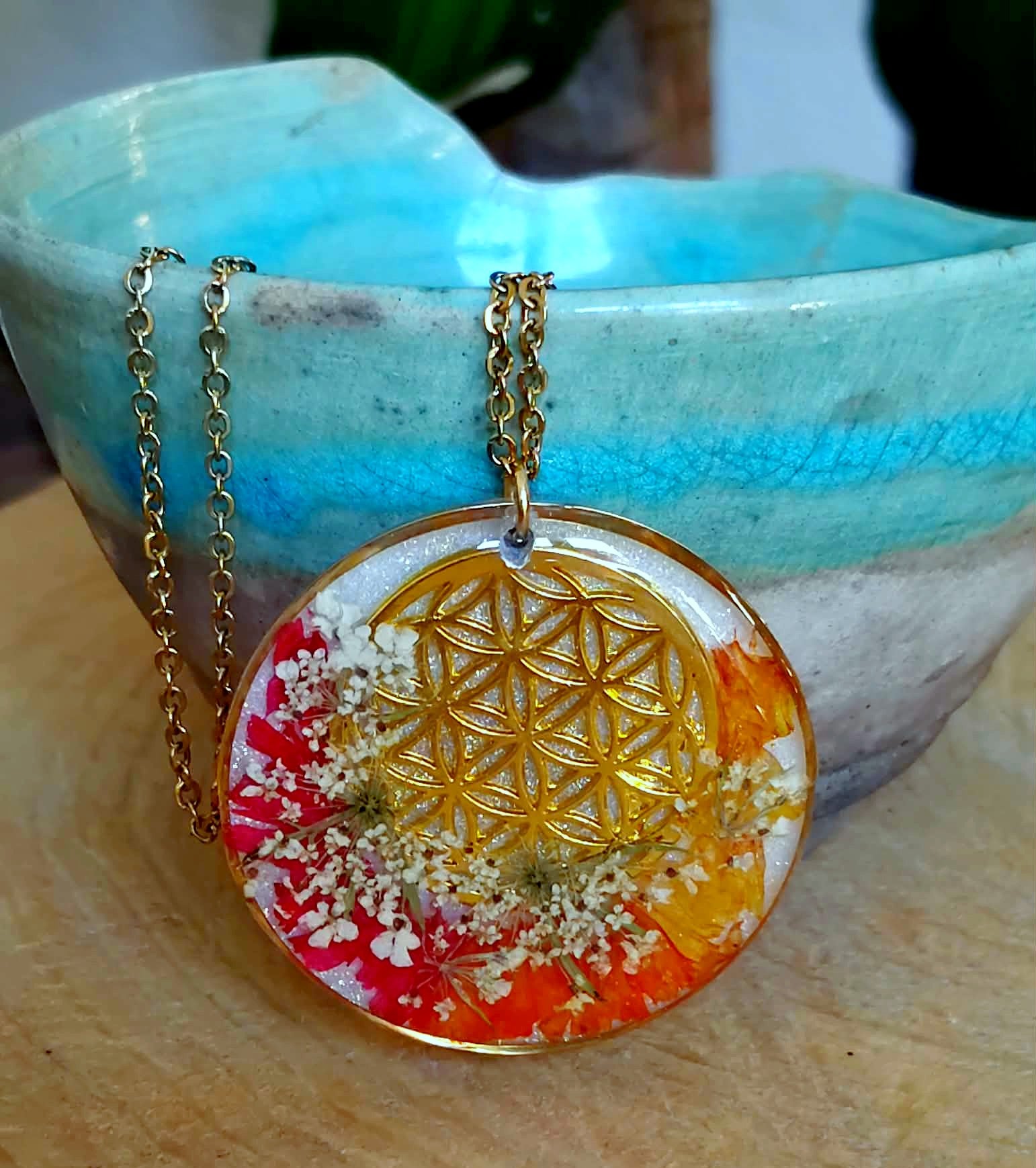 Collier Fleur de vie Fleur de carotte Statice – OW création