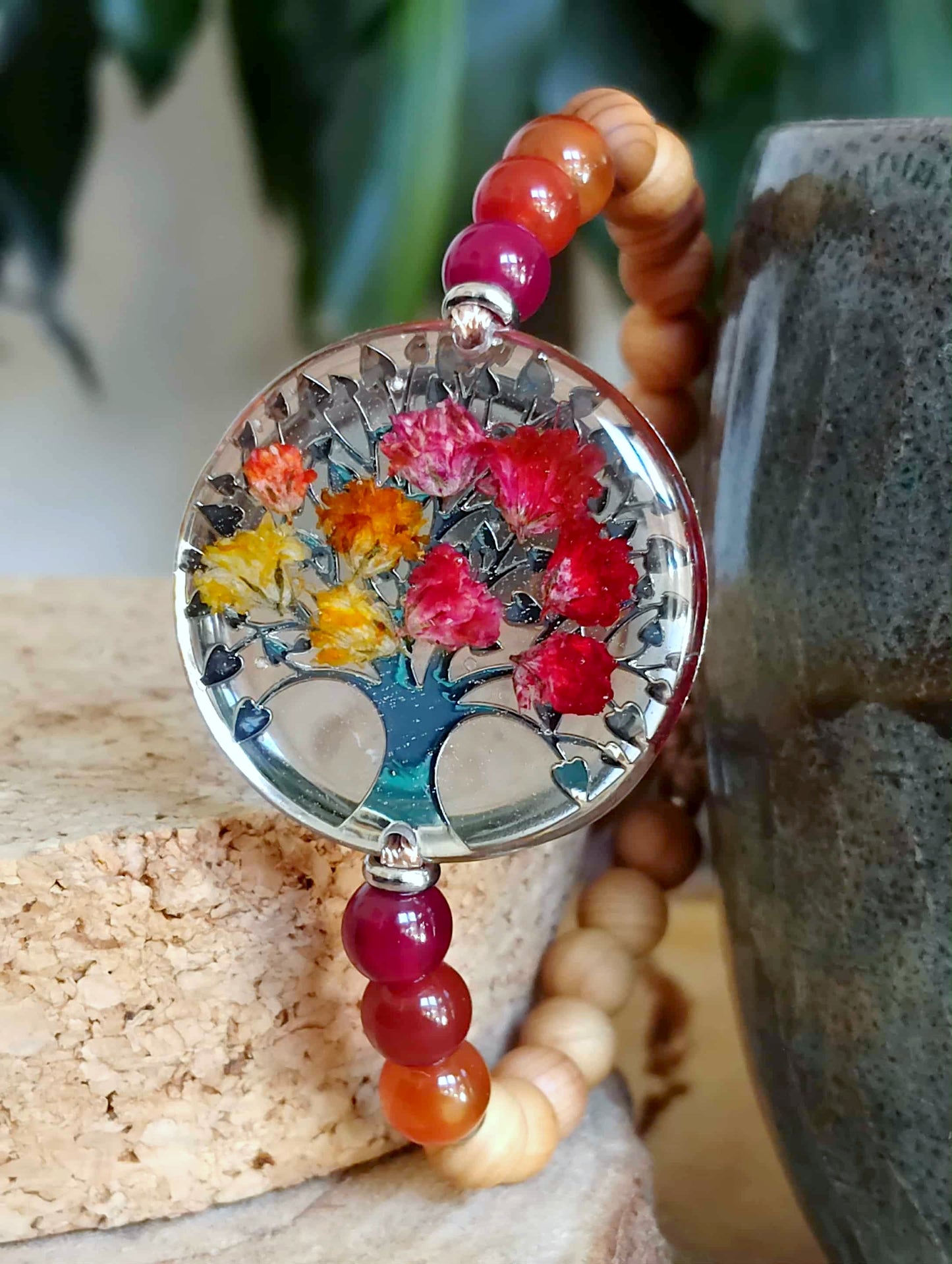 Bracelet, Arbre de vie gypsophile Agate