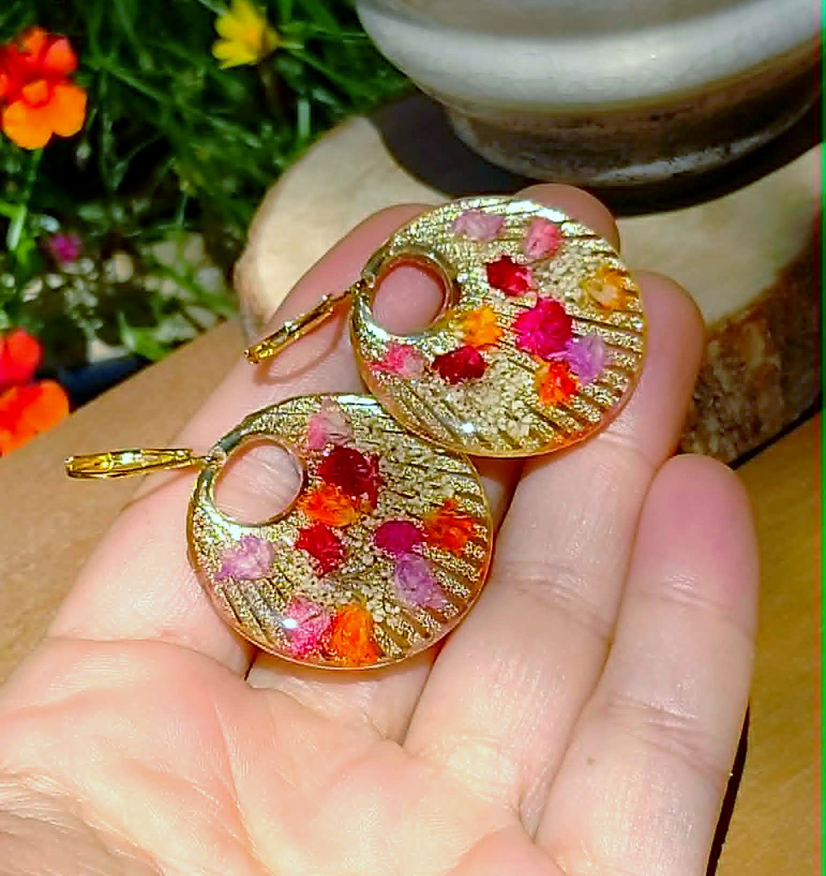 Boucles d'oreille Fleur de carootte  Gypsophiles