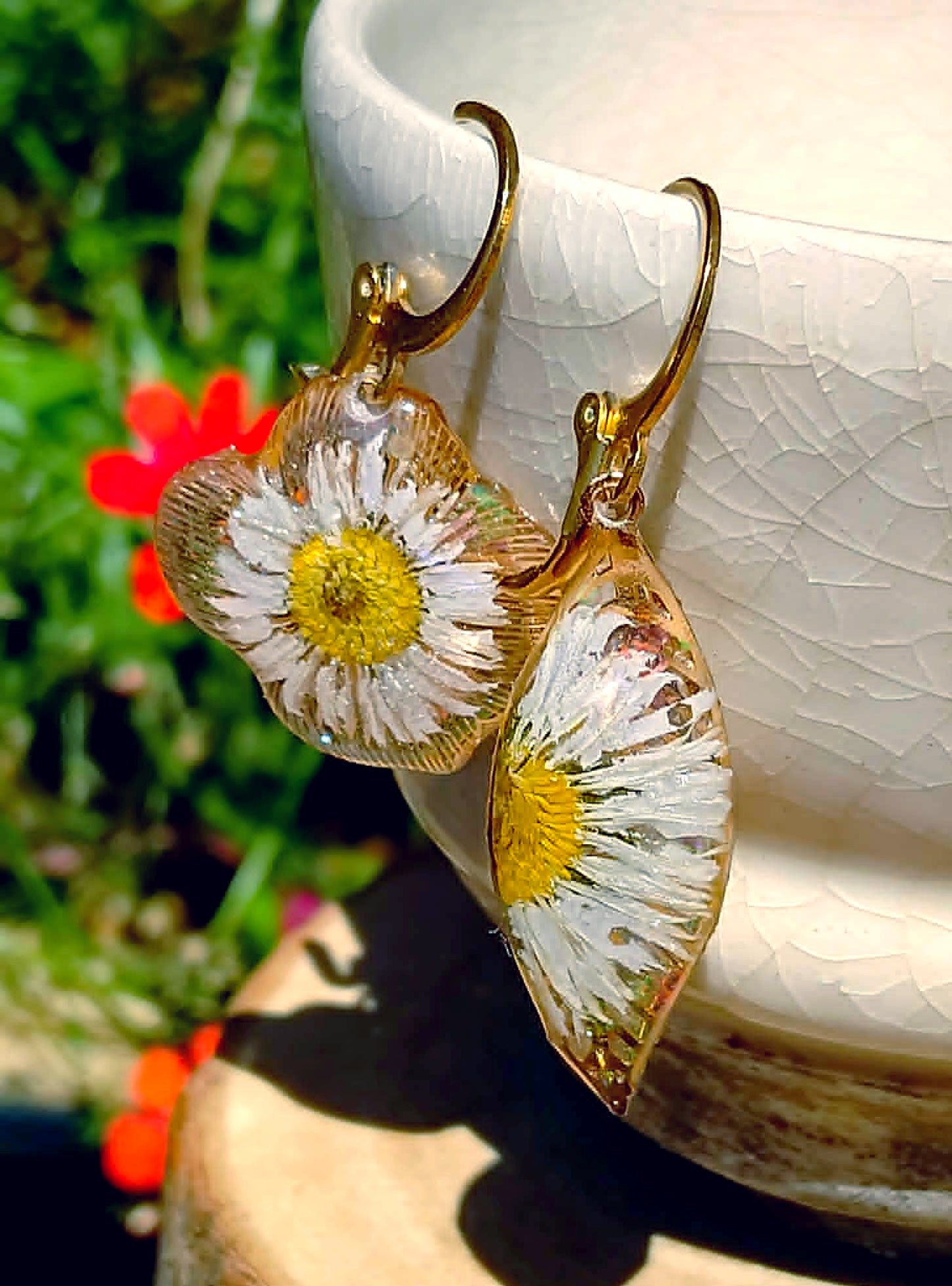 Boucles d'oreille Asymétrique Pâquerette