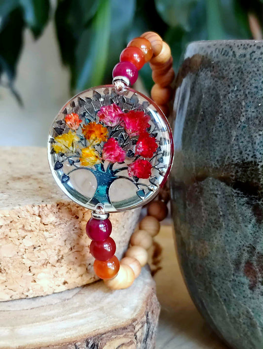 Bracelet, Arbre de vie gypsophile Agate