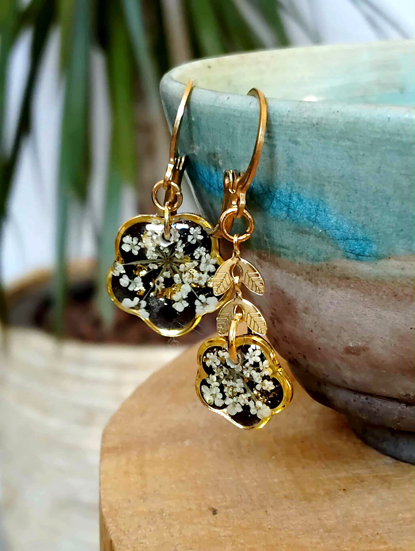 Boucles d'oreille Asymétrique Fleur de carotte