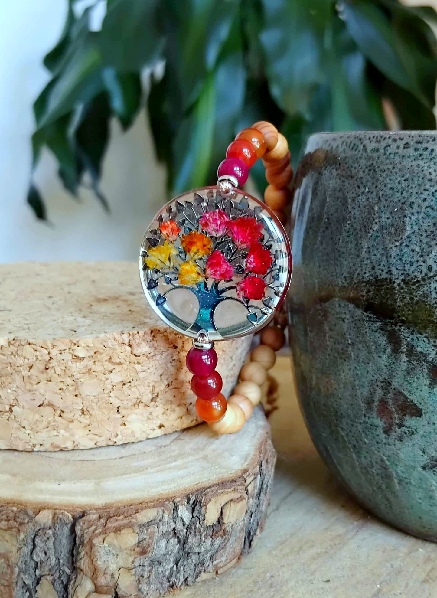 Bracelet, Arbre de vie gypsophile Agate