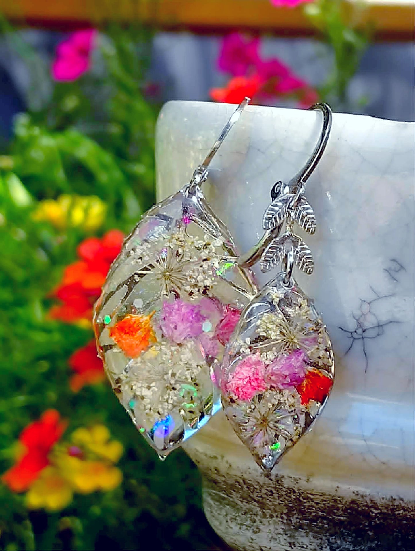 Boucles d'oreille Asymétrique Fleur de carotte Gypsophiles