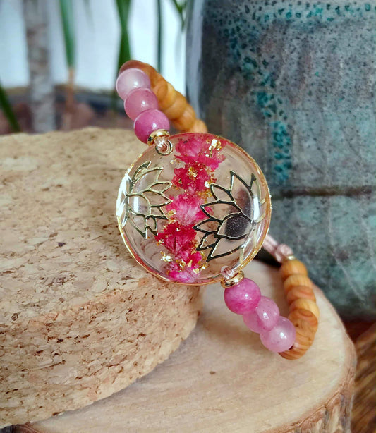 Bracelet Lotus Gypsophile Jade
