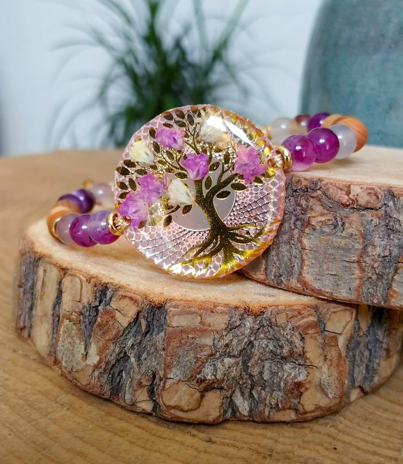 Bracelet Gypsophile Fleur de carotte Agate