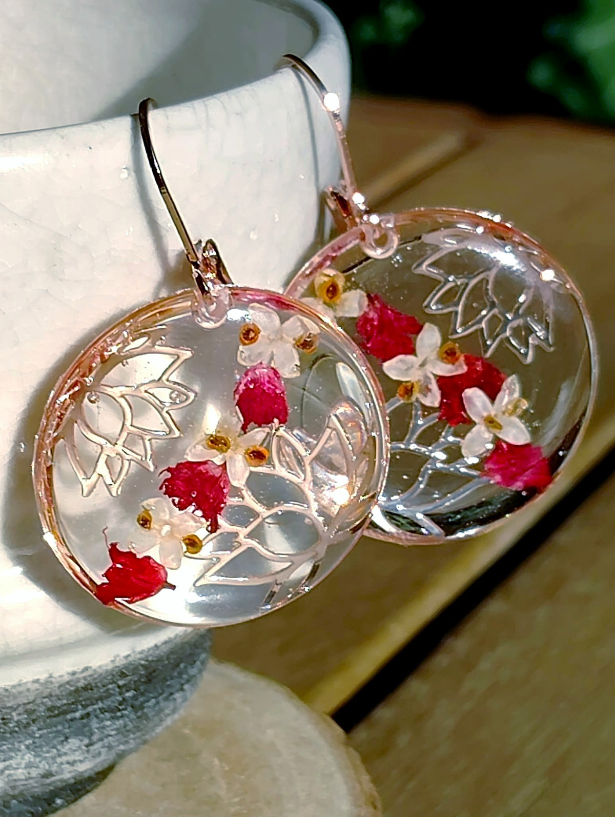Boucles d'oreille Fleur d'olivier, Gypsophile