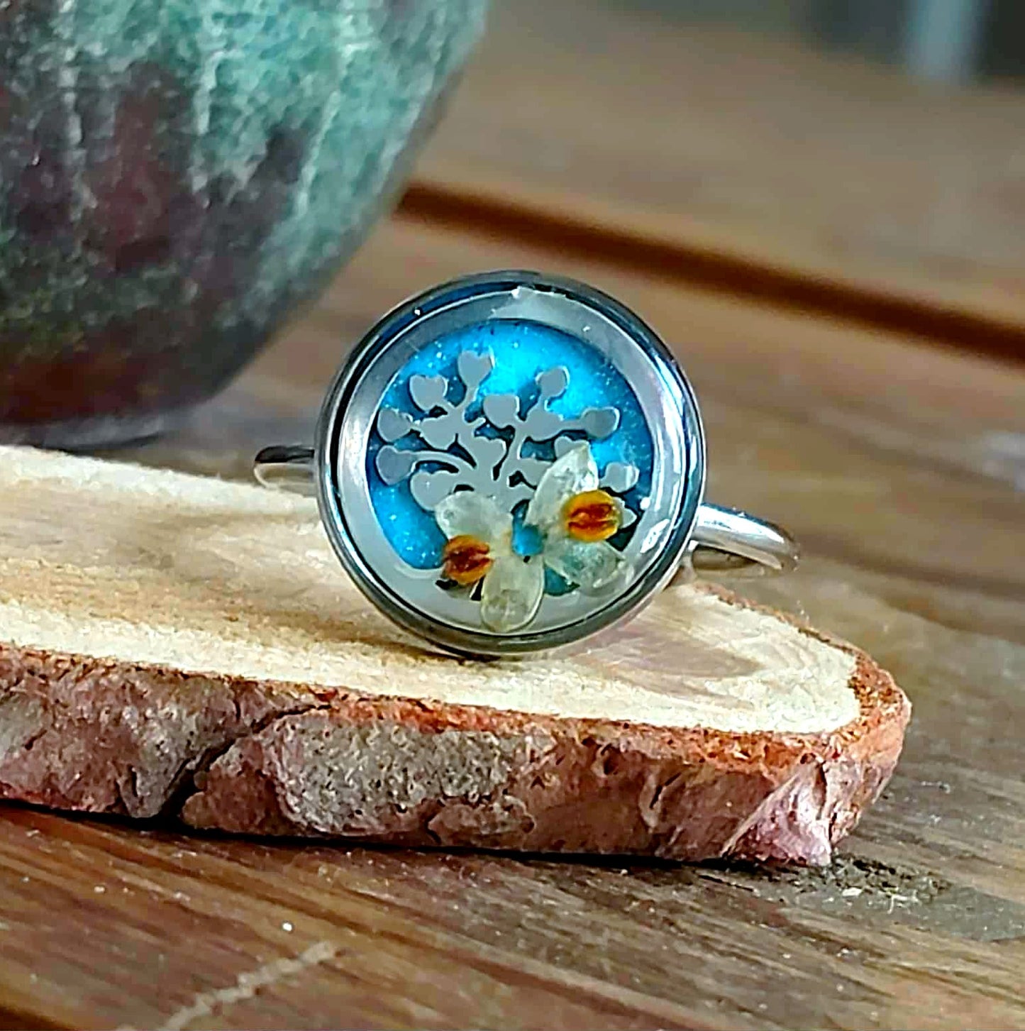 Bague Arbre de vie Fleur d'olivier