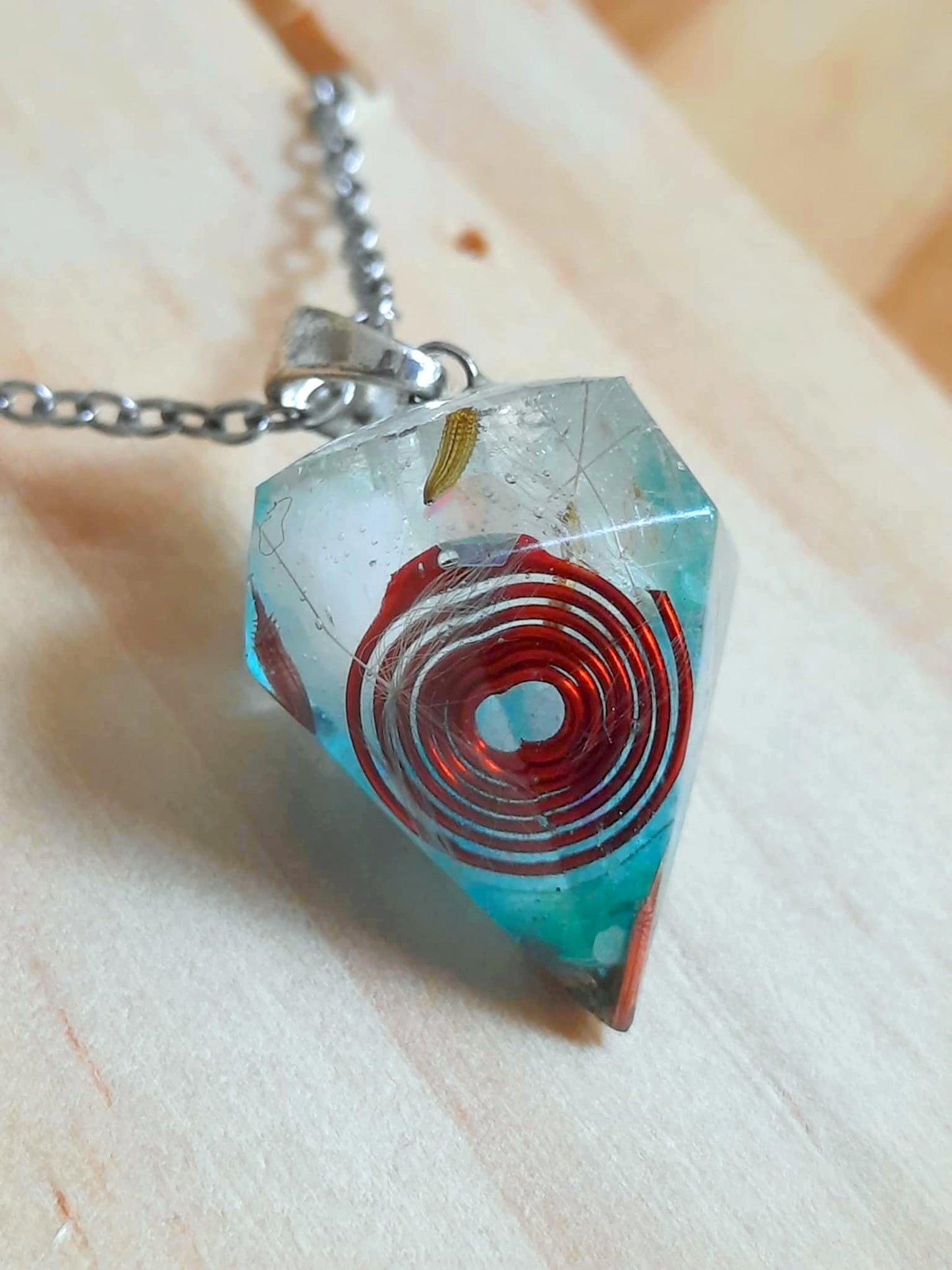 Collier pendentif Orgonite, Graines pissenlit