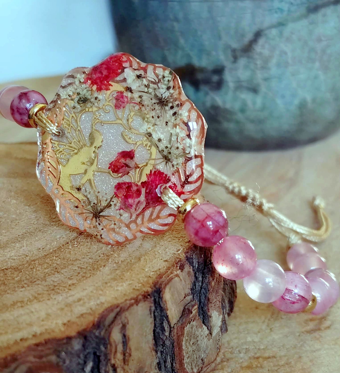 Bracelet Gypsophile Fleur de carotte Jade