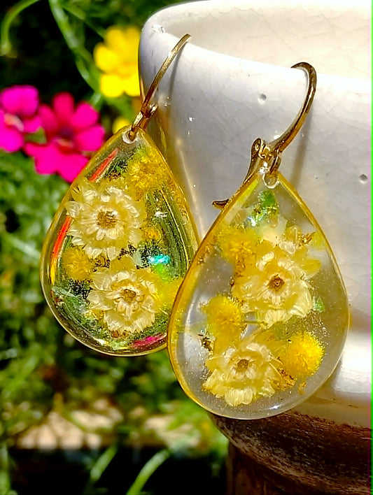 Boucles d'oreille Mimosa Helichryse