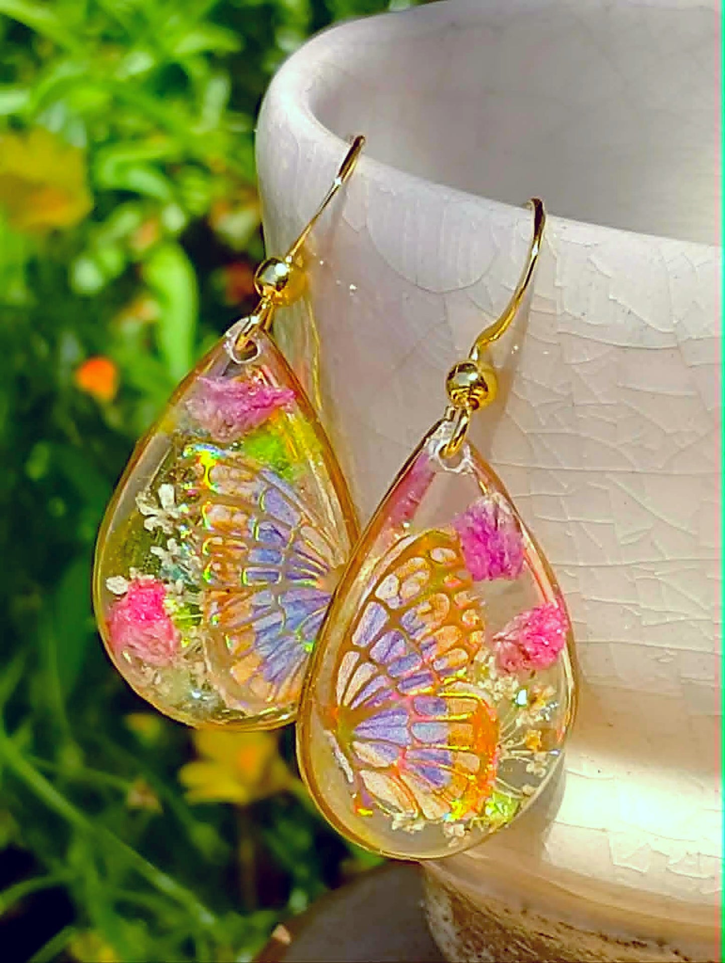 Boucles d'oreille Fleur de carotte gypsophiles
