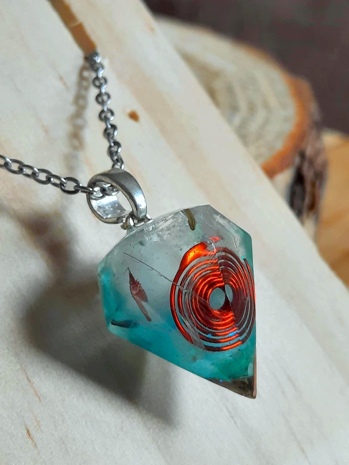 Collier pendentif Orgonite, Graines pissenlit