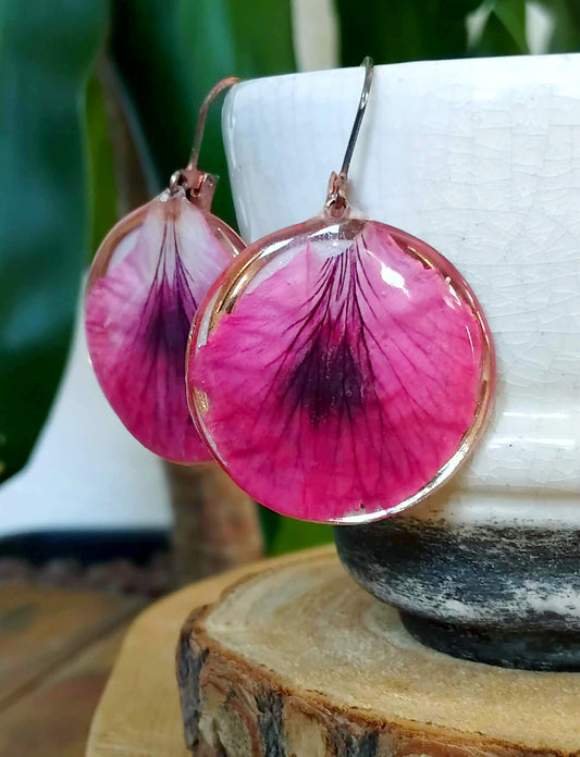 Boucles d'oreille, Pétale de Géranium