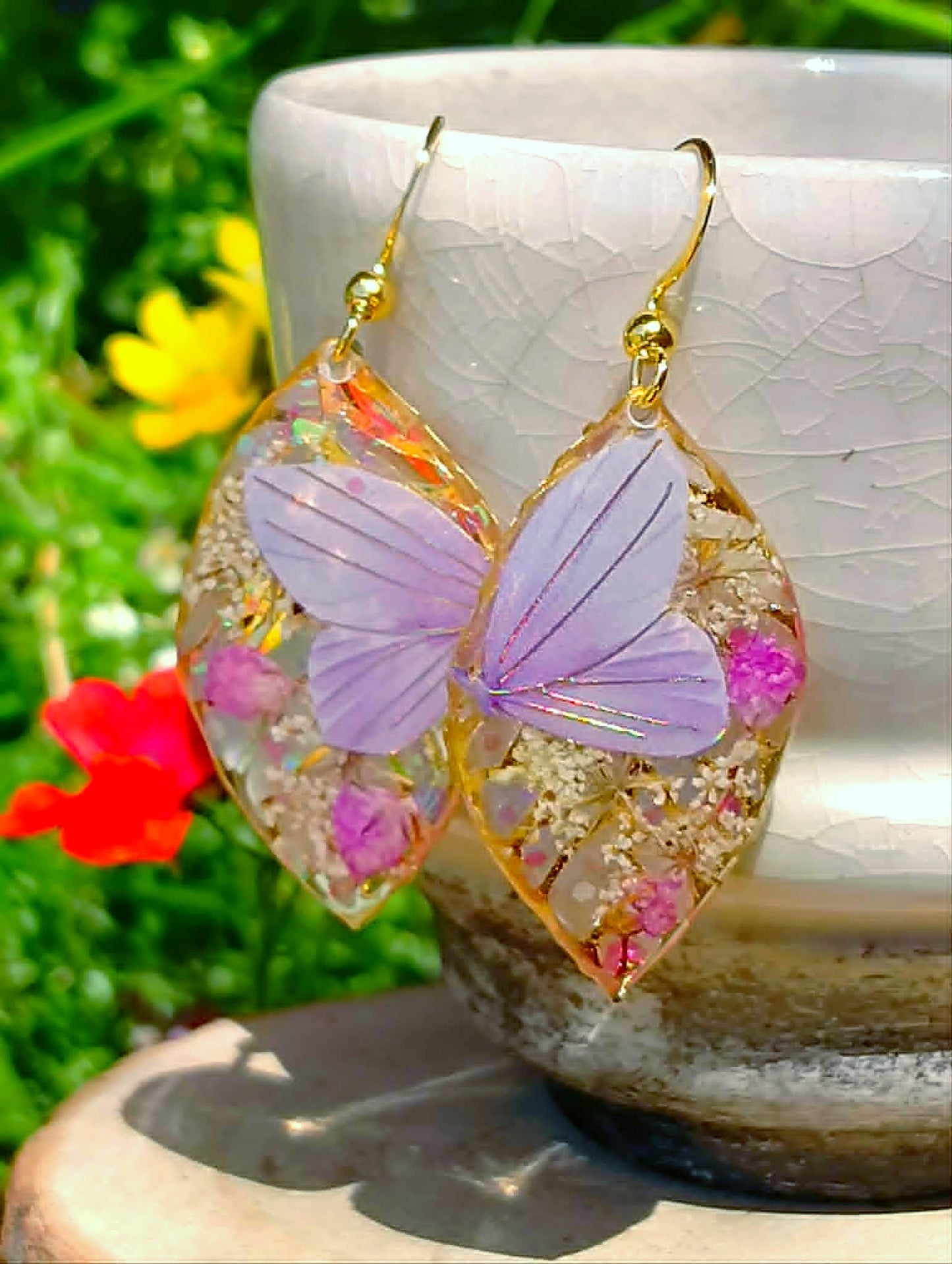 Boucles d'oreille Fleur de carotte gypsophiles