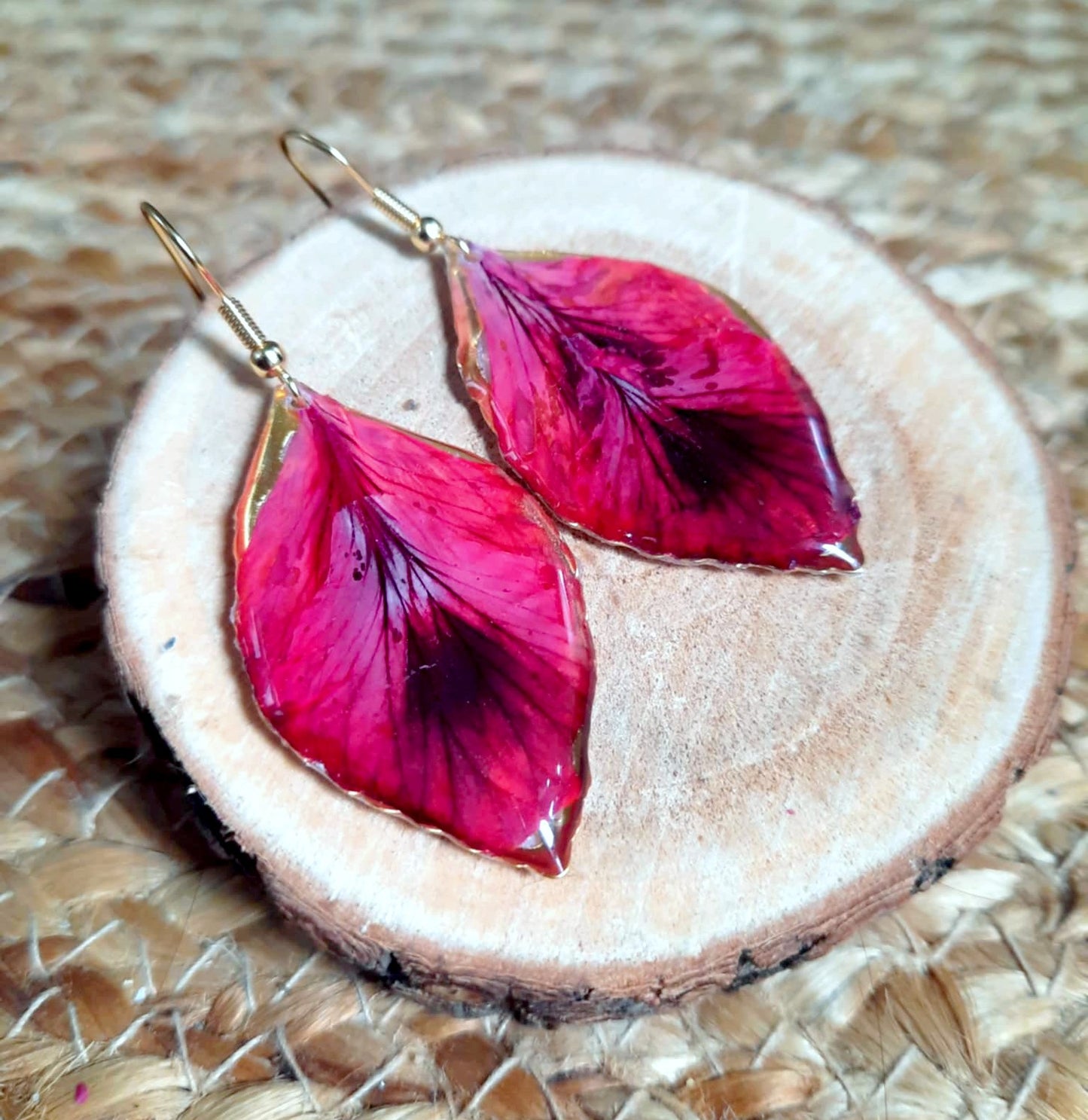Boucles d'oreille, Pétales géranium