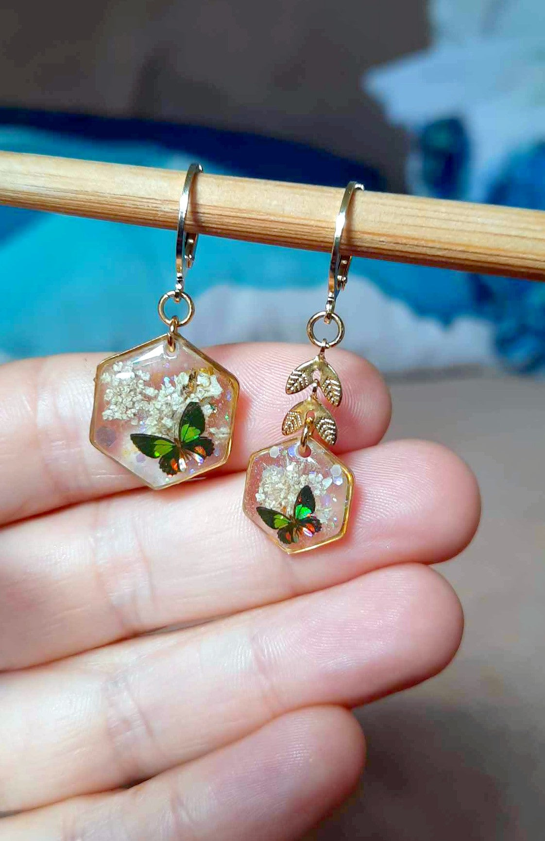 Boucles d'oreille Asymétrique, Fleur de carotte