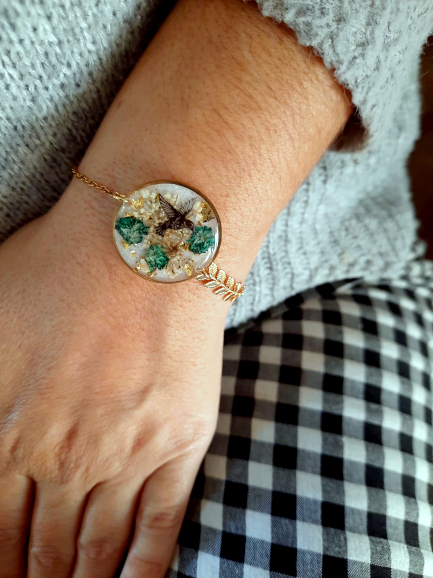 Bracelet Gypsophile et fleur de carotte