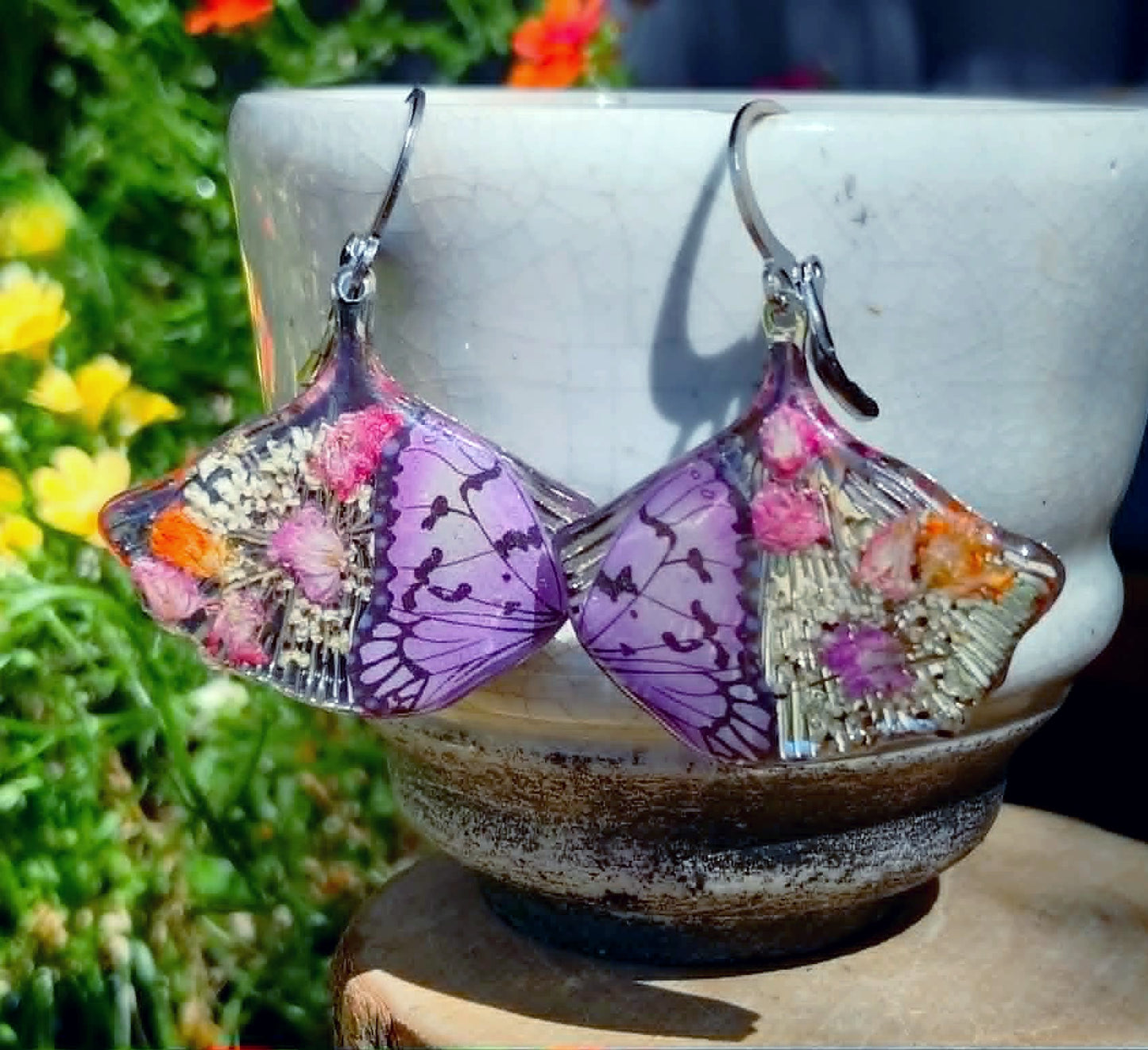 Boucles d'oreille Fleur de carotte Gypsophiles