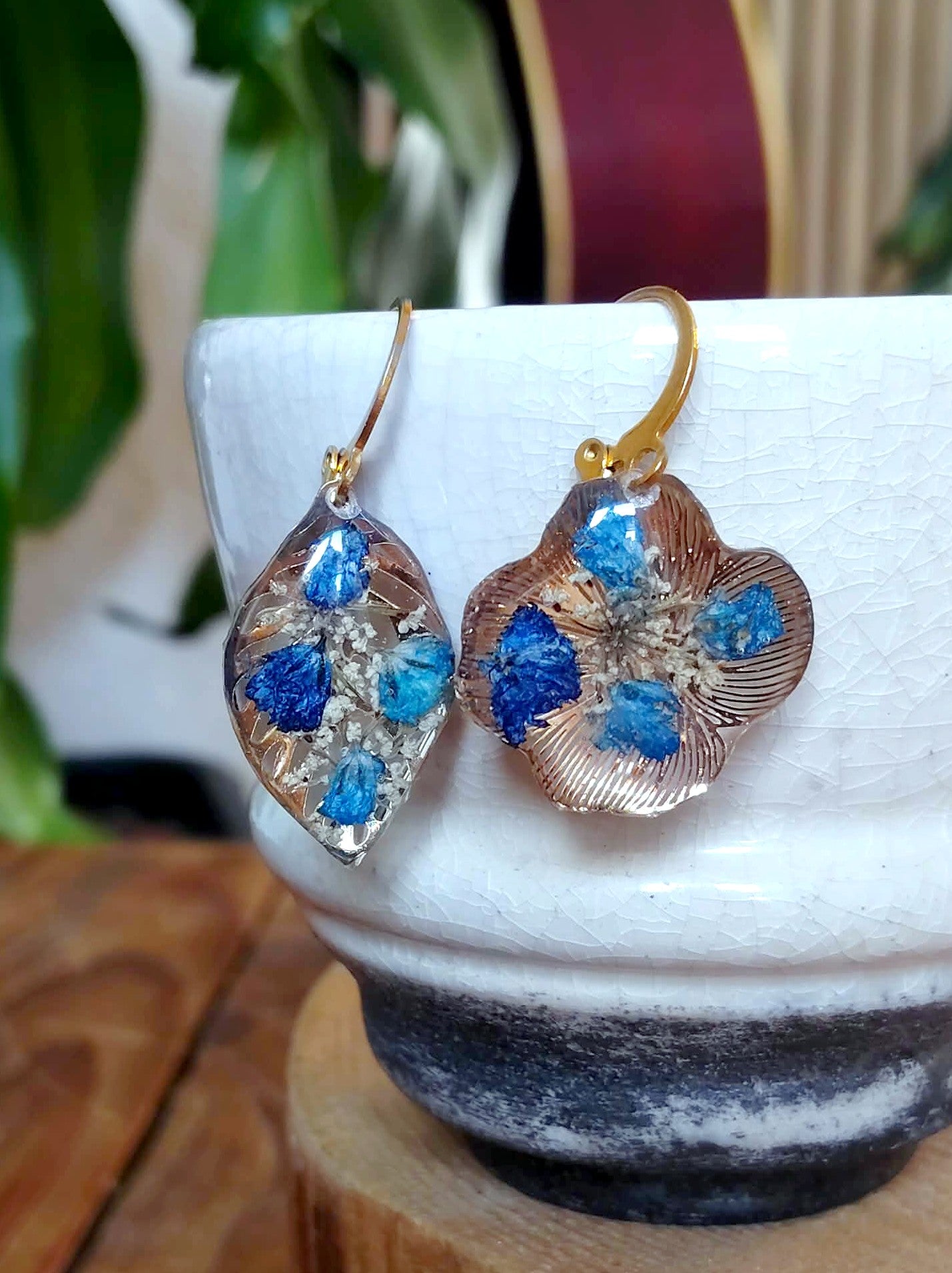 Boucles d'oreille Asymétrique Fleur de carotte gypsophiles