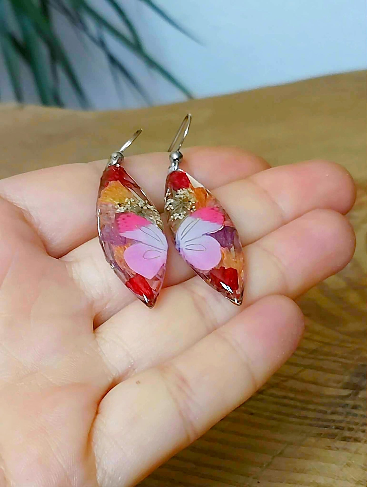 Boucles d'oreille, Statices et Fleurs de carotte