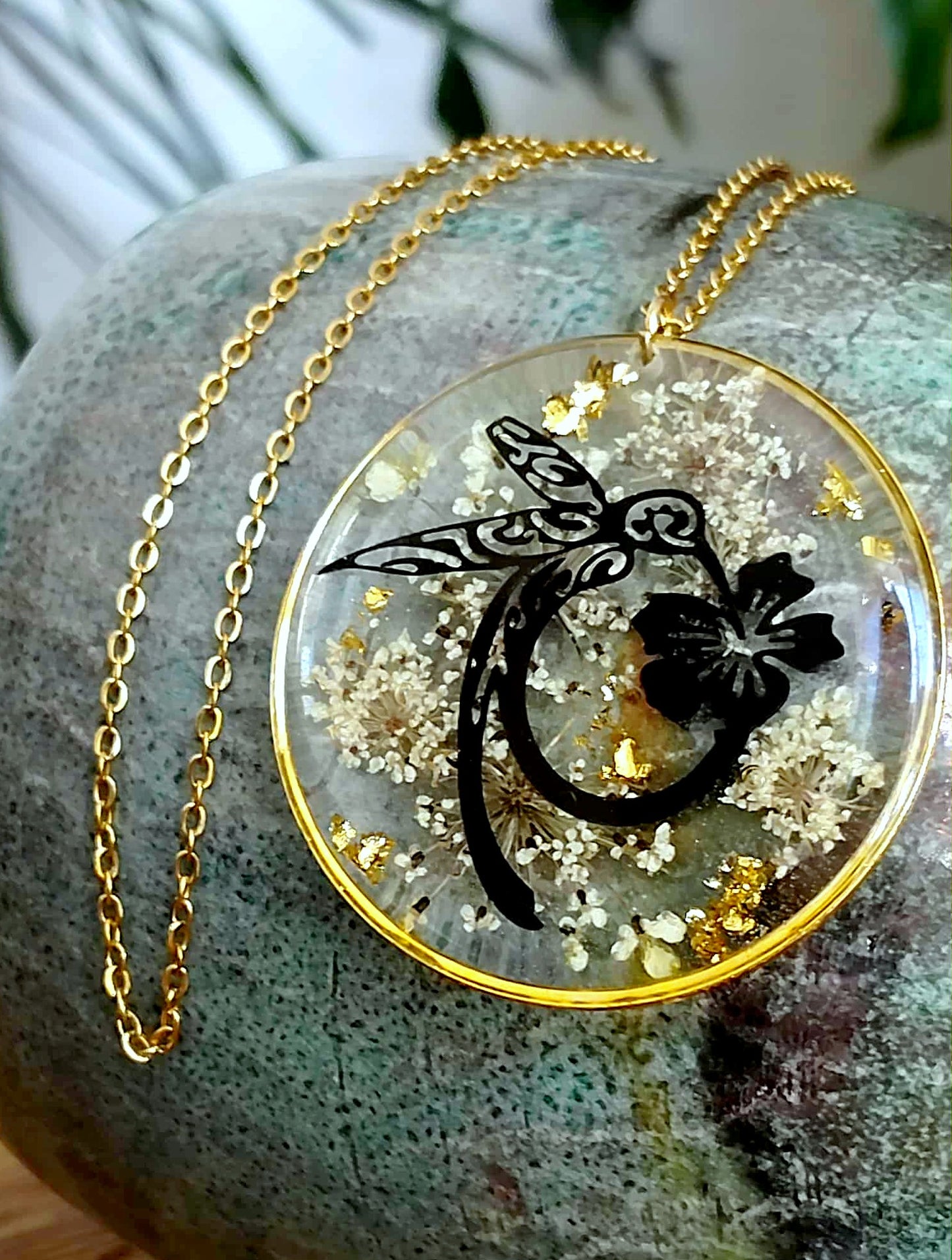 Collier, Colibri, Fleur de carotte