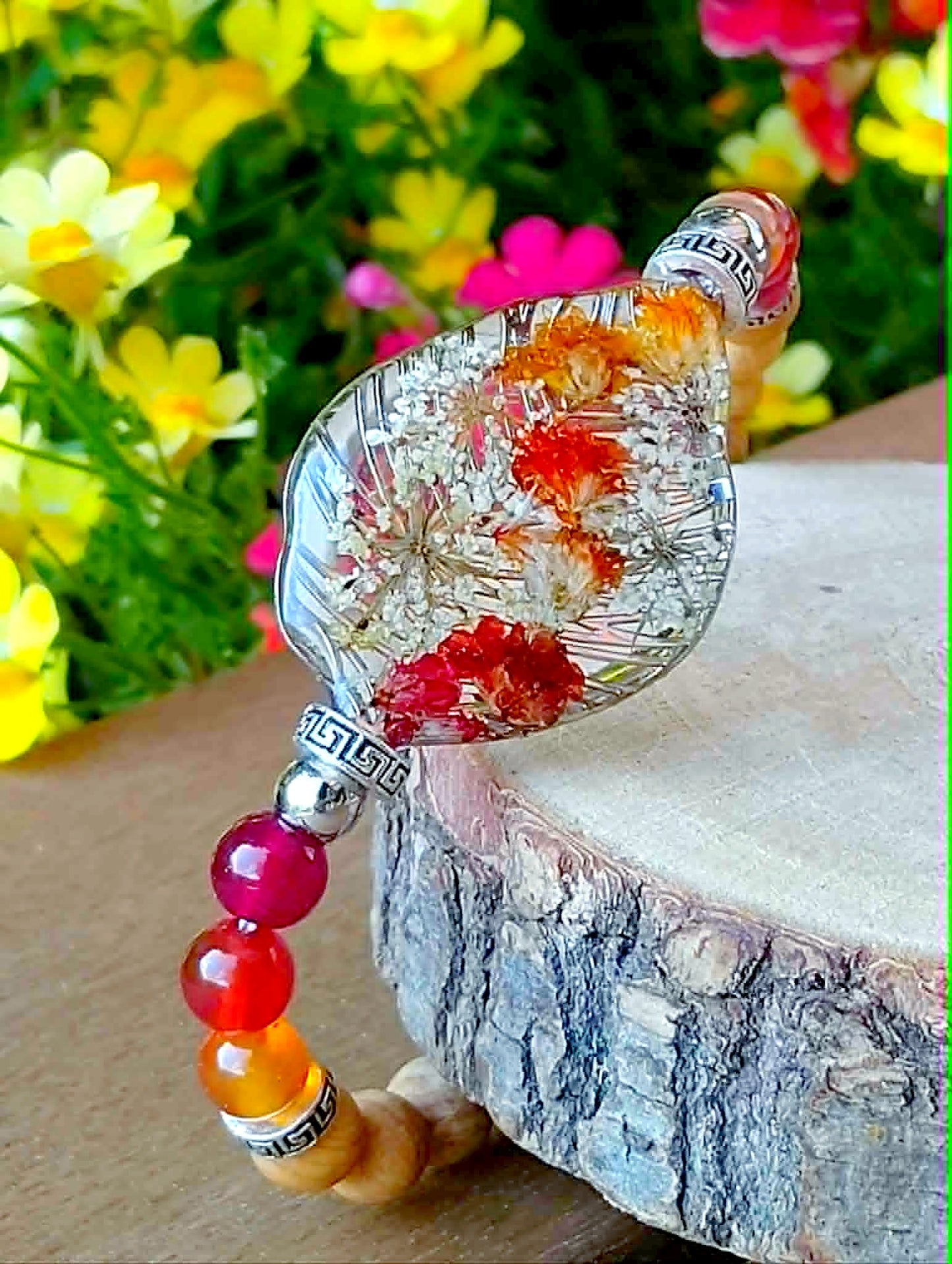 Bracelet Gypsophile Fleur de carotte Agate
