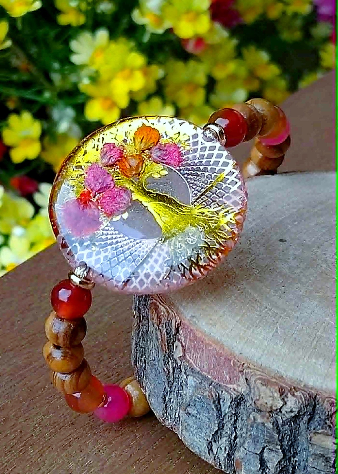 Bracelet Gypsophile Fleur de carotte Agate