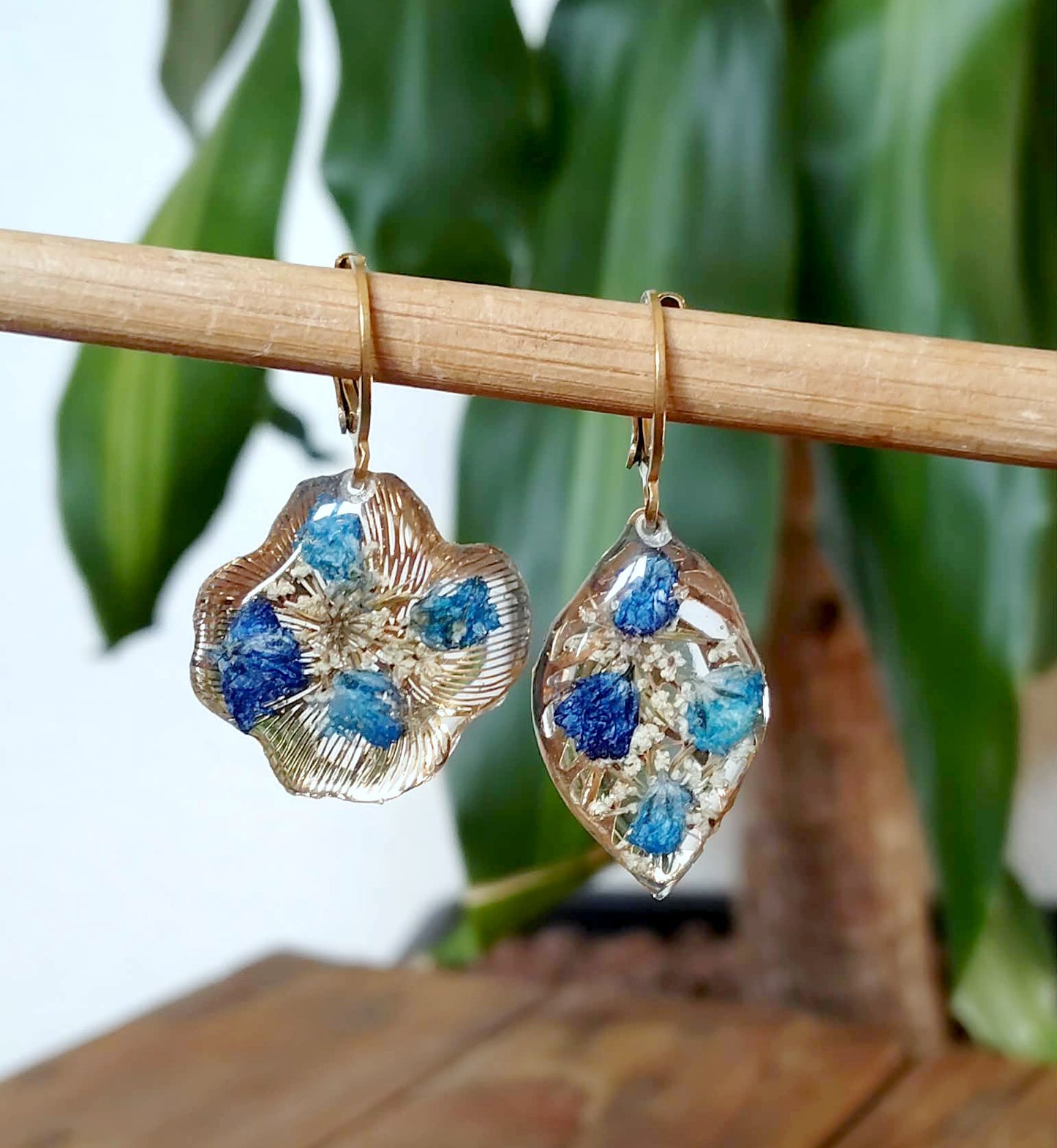 Boucles d'oreille Asymétrique Fleur de carotte gypsophiles